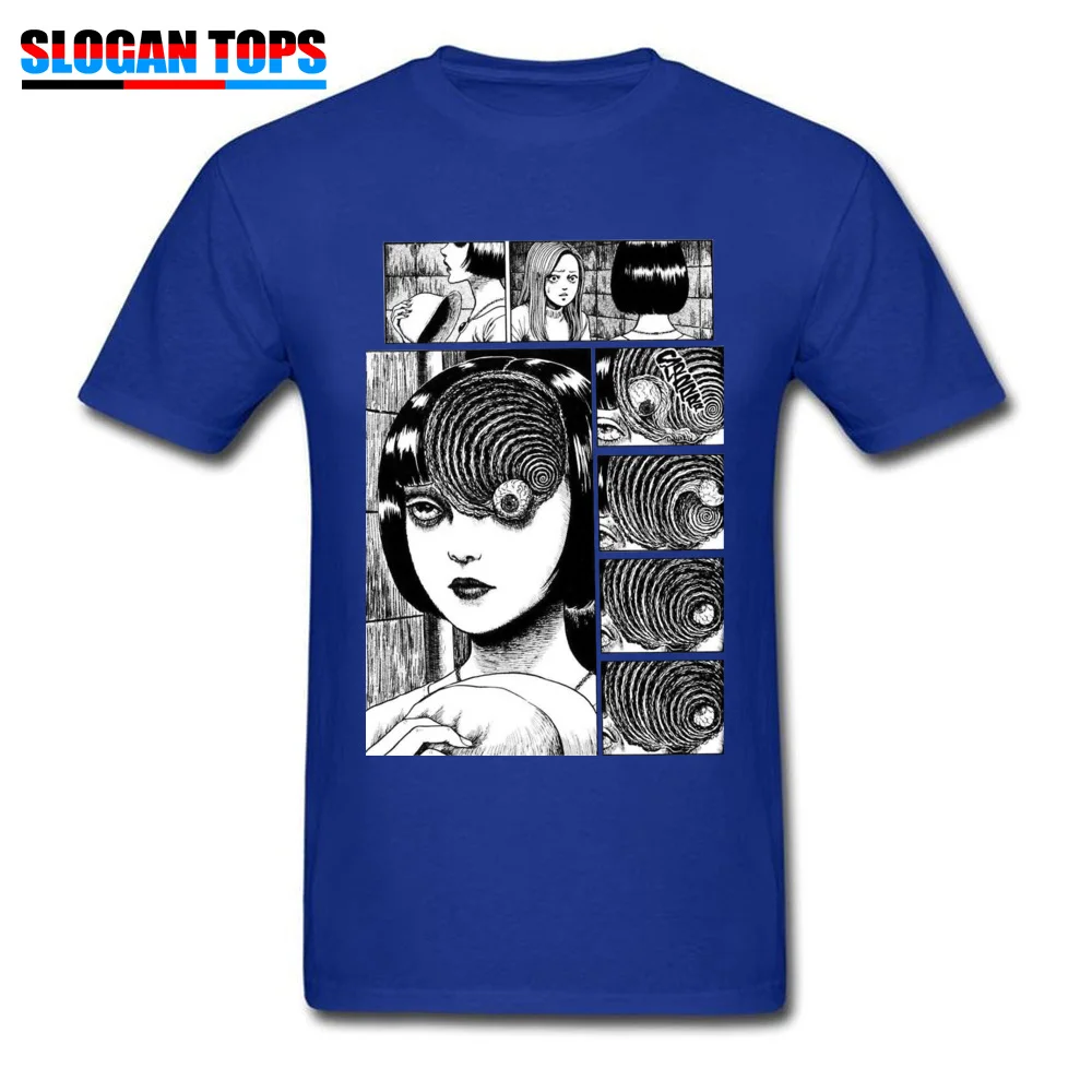 Normal T Shirts Company Crew Neck junji-ito Pure Cotton Youth Tops T Shirt Casual Short Sleeve Tops & Tees Wholesale junji-ito blue