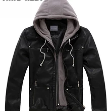 TANGNEST Новая мужская кожаная куртка с капюшоном и отстегивающимся капюшоном модная мужская куртка из искусственной кожи теплая ветровка MWP261