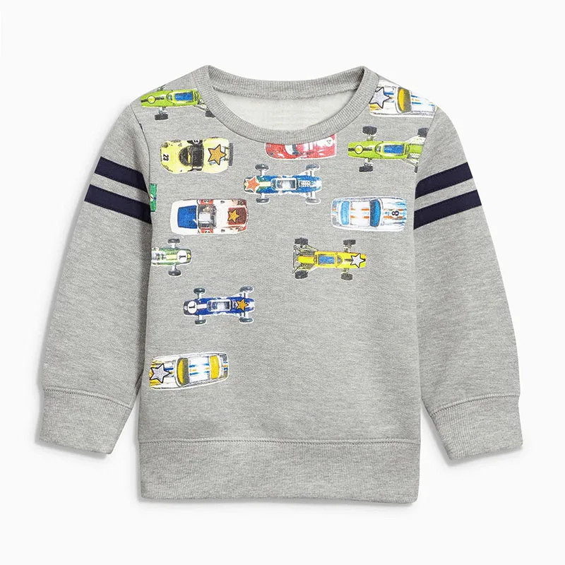 Little maven/Одежда для маленьких мальчиков; осень г.; детская хлопковая плотная серая футболка с длинными рукавами и принтом машины; C0041