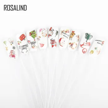 

ROSALIND Nail Art Nail Sticker Water Transfer Art Stickers Colorful Christmas Santa Manicure Nail Art Transfer Sticker Wrap Tool
