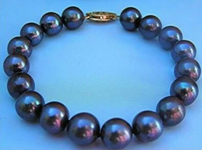 

FREE SHIPPING>>>@@ > 13402 9-10MM AAA TAHITIAN BLACK PEARL BRACELET 7.5