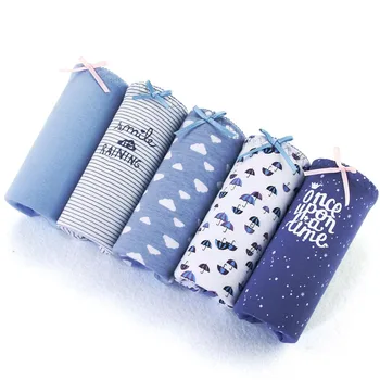 

5Pcs/Set Women Breathable Cute Cartoon Low-Cut Cotton Brief Underwear Panties M-XL Size