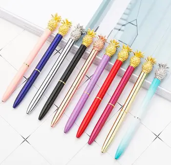 

NEW Creative Pineapple Head Metal Ballpoint Pens Fashion Business Office School Wrinting Pens Chrismas Gifts 10 Colors SN1126