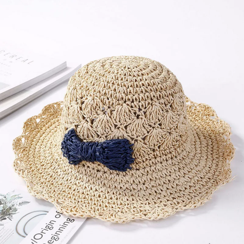 SUOGRYStraw головные уборы с бантами для женщин Летняя Пляжная мода солнце мягкая шляпа ручной складной Панама Chapeau широкополый головной убор