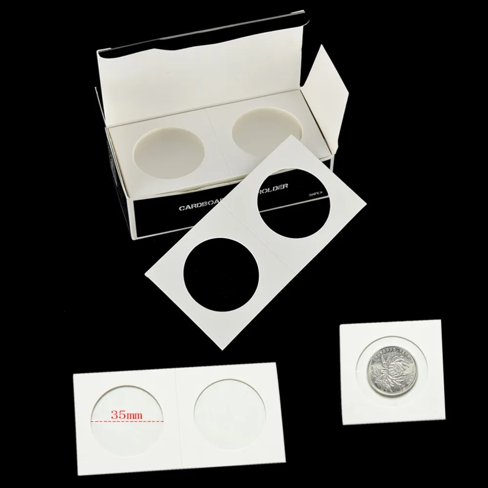 

50PCS Square Stamp Album Coin Cardboard Collection Storage Wood Pulp Paper Holders Cover Case Supplies