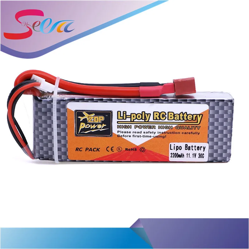 

ZOP Power Lipo Battery 11.1V 2200Mah 3S 30C T Plug For RC Helicopter Qudcopter Car Airplane Bateria Lipo Free shipping