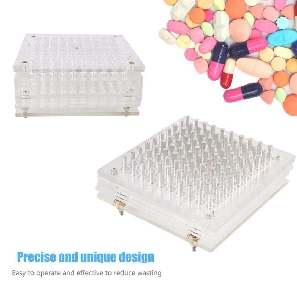 

Professional 100 Holes Empty Capsule Plates With Spreader Powder Capsules Filling Tool Manual Filling Capsules Maker Machine