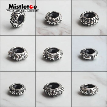 

Authentic 925 Sterling Silver Spacer Stopper Heart Dolphin Flower Footprint Bead Charm Fit European Style 3mm Bracelet Jewelry