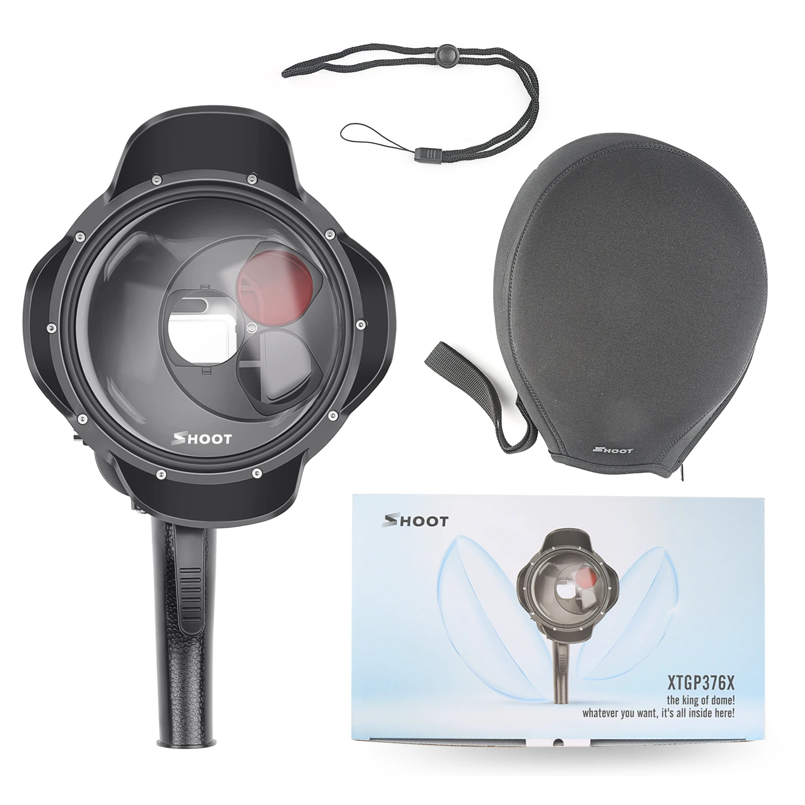 SHOOT buceo Domo Puerto impermeable filtro de la cubierta conmutable Domo para GoPro Hero 7 6 5 negro accesorio subacuático para Go pro 7 6 5 - 5