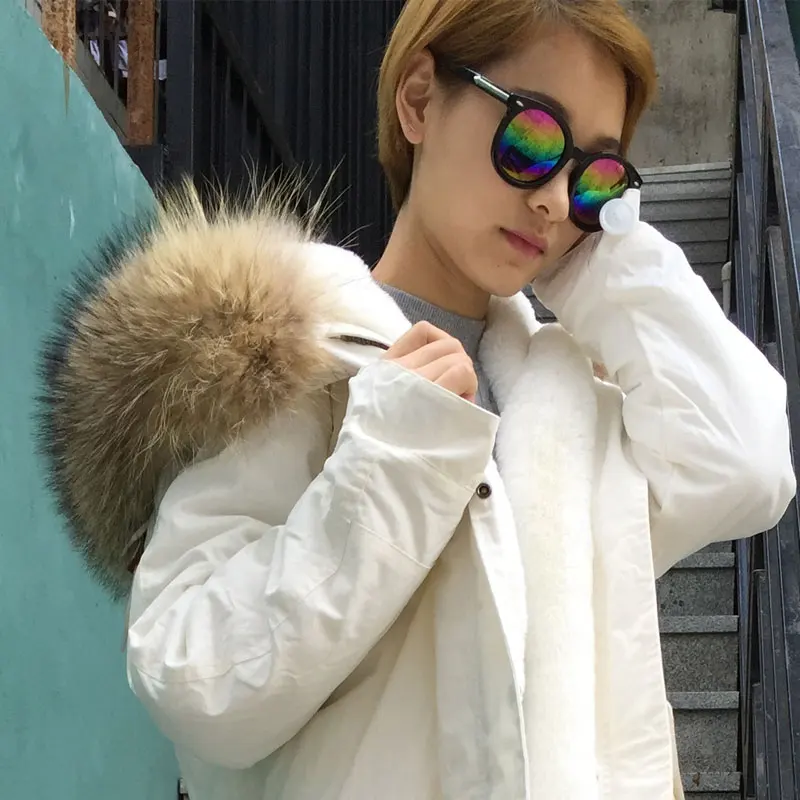 Белая длинная пуховая парка модные толстовки с капюшоном из натурального меха