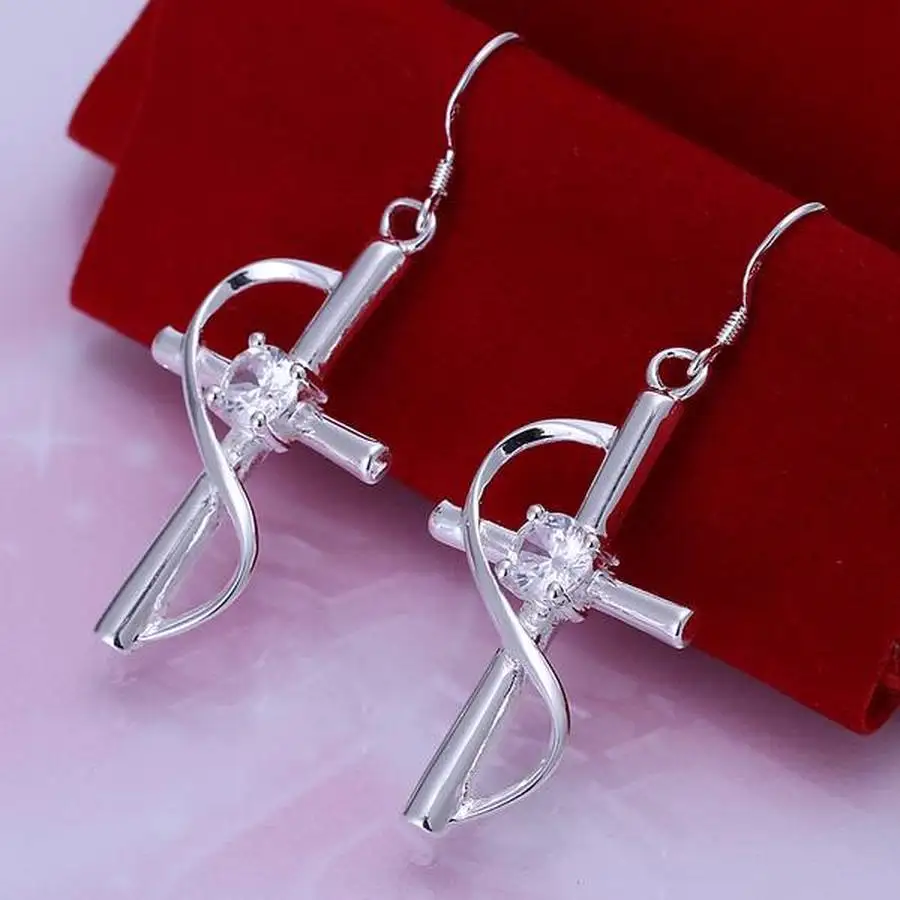 

new arrive elegant noble , design beautiful fashion women silver color Earring Jewelry free shipping factory price E194
