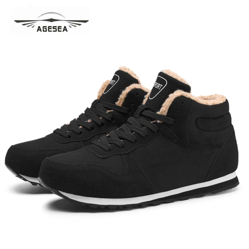 

AGESEA winter hot men's casual shoes high quality durable high shoes new couples warm shoes trend flat bottom lace shoes GZN988