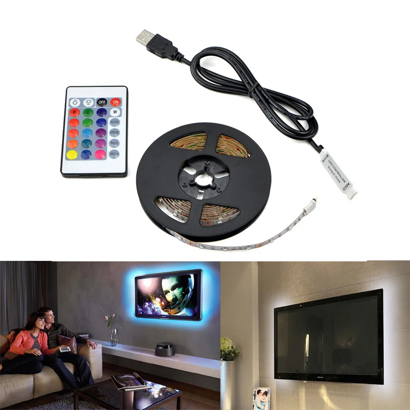 5 в USB мощность светодиодные ленты света RGB/белый/теплый белый 2835 SMD HDTV ТВ