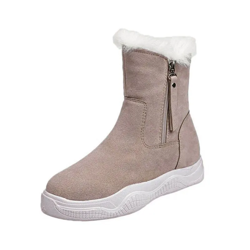

Women Boots Winter 2018 Women Slip On Side Zip Suede Ankle Snow Boots Ladies Platform Sneakers Female Casual Shoes