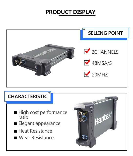Hantek 6022BE Digital Oscilloscope Portable PC Based 2 Channels 20MHz USB Oscilloscopes U2013 Hantek Oscilloscope Official Store