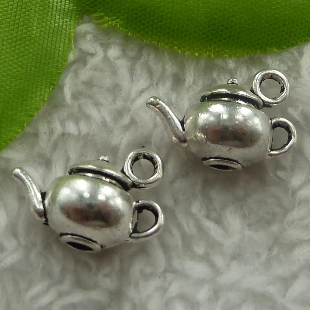100 pieces antique silver teapot charms 18x13mm 2432in Charms from