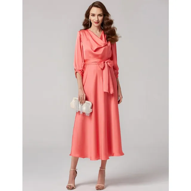 Formal Cowl Neck Dress with Bow