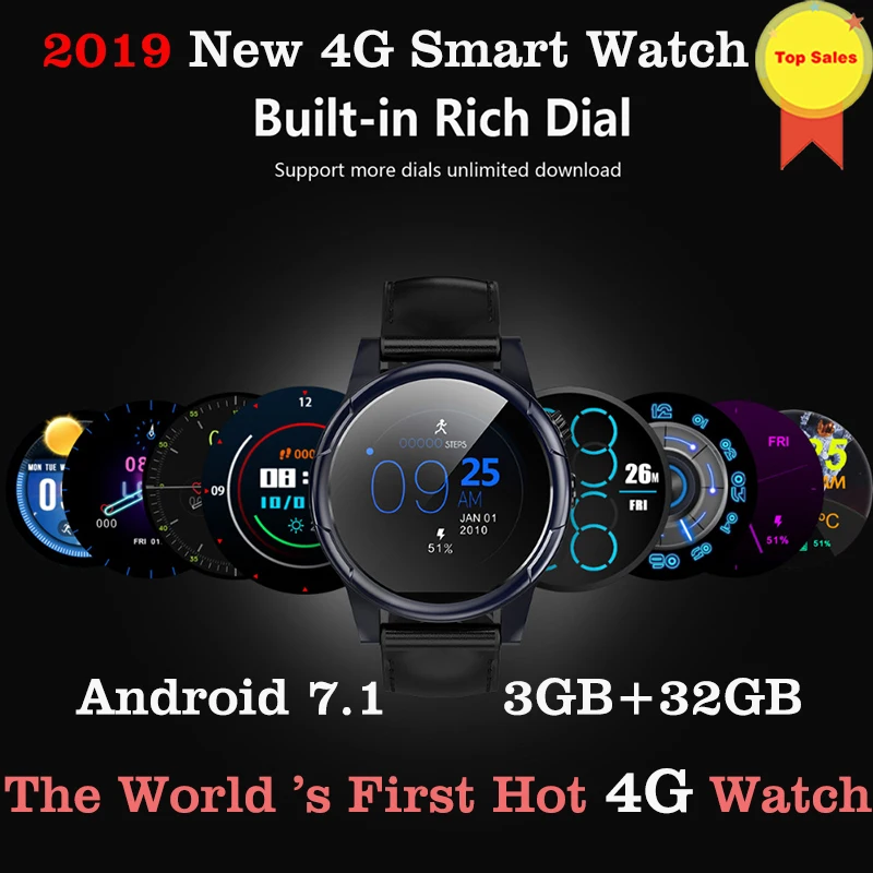 Смарт-часы 4G Android 7,1, Смарт-часы, 1,6 дюймов, Большой ips экран, WiFi, gps, Sim карта, 4G, умные часы, телефон, умные часы, 2-мегапиксельная камера, 600 мАч