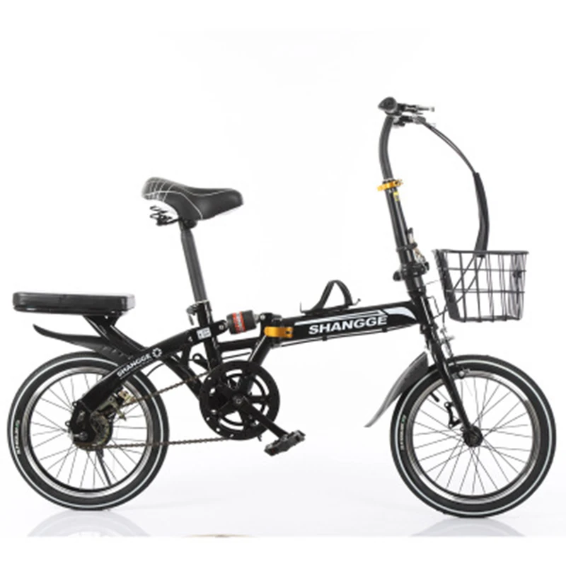 Sale Folding Bicycle 16-Inch Three-Knife Single-Speed Disc Brake Men And Women Ultra-Light Student Portable Bicycle 3