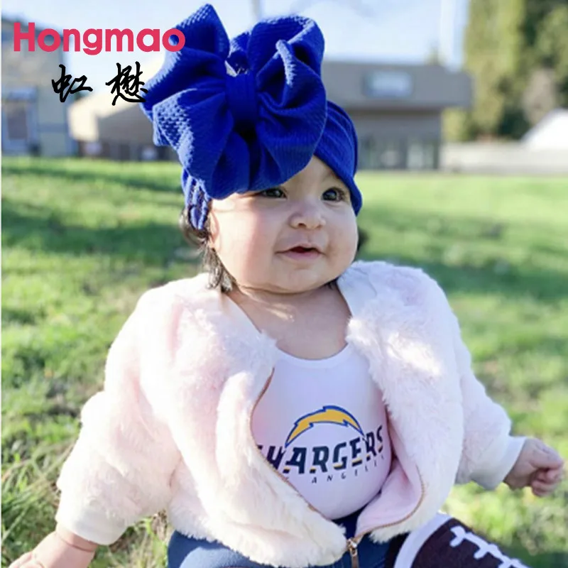 

1pc Solid Color Bowknot Turban Girls Kids checked fabric Wide Stretch Headbands Hairband Headwraps Children Hair Accessories