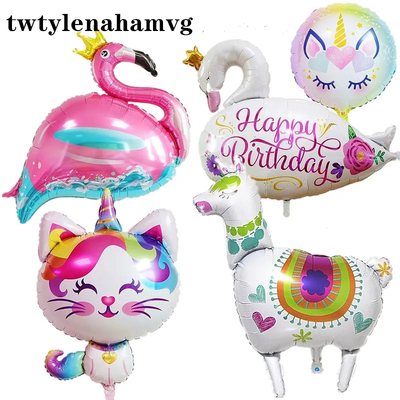 

Girl boy cartoon ball birthday party ball High Quality Toy Wedding decoration swan Crown pink the new unicorn foil balloon