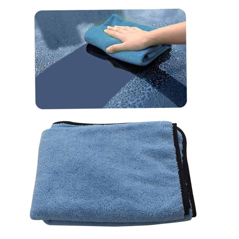 Большой Microfiber сушки Полотенца Чистка Полотна Ткань Авто уход за 90x60 см синий