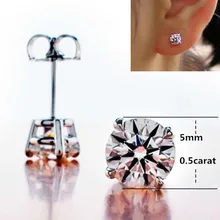 Высокое качество гарантия 0.5ct/шт круглый SOLID 14 К белого золота корзина Серьги diamond Серьги-гвоздики Обручение ювелирные изделия