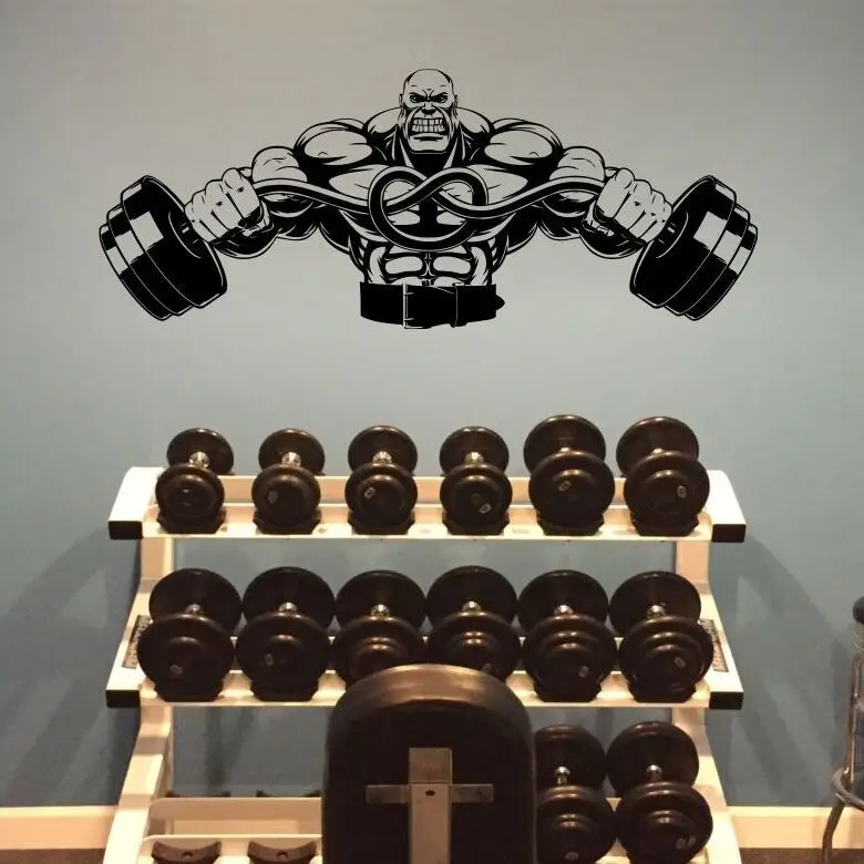 Weightlifter With Barbell Wall Sticker Gym Fitness Studio Decoration