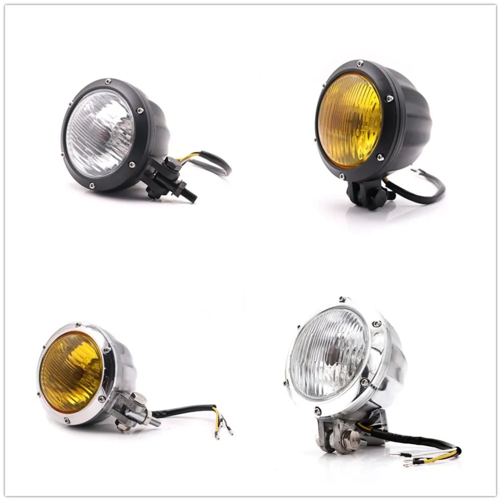 

Vintage Motorcycle Headlight Retro Head Light Bottom Mount Lamp Moto for Harley Cafe Racer Chopper Sportster Motocross