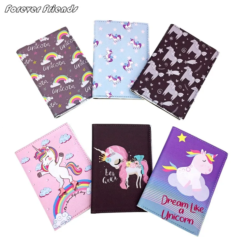 

New Unicorn Passport Holder Men Leather Business Card Cover Women Men Credit Card Holder Travel Passport Cover Ticket Holder