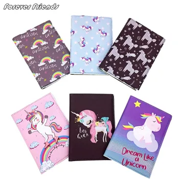 

New Unicorn Passport Holder Men Leather Business Card Cover Women Men Credit Card Holder Travel Passport Cover Ticket Holder