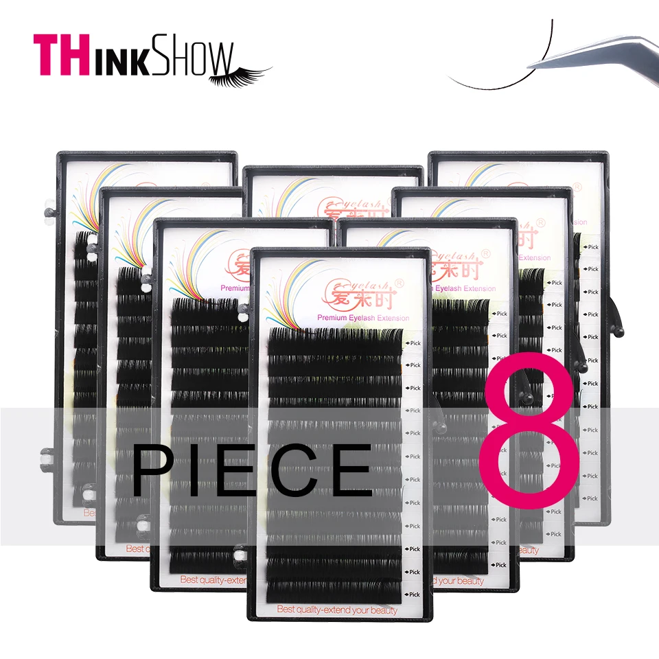 

Thinkshow 8pcs/lot B/C/D Curl Individual Eyelash Extension Thick Natural Long Eye Lash Extension False Lash Faux Cils Natural
