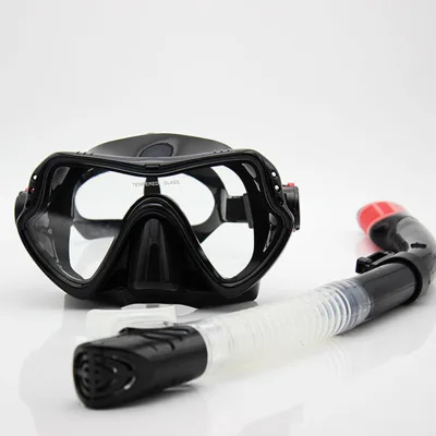 C306 HD анти-туман большое поле зрения полная сухая трубка наборы и маски для дайвинга подводное плавание взрослые модели из двух частей очки для дайвинга маска - Цвет: Черный