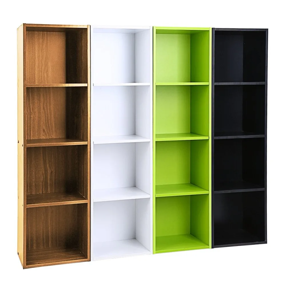 

Adjustable 4 Shelf Bookcase Storage Bookshelf Wood Furniture Book Shelving 4 Color for Choose