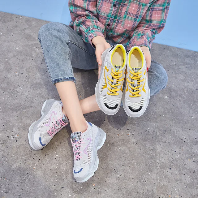 

Thick-soled old shoes women 2019 summer new shoes mesh breathable casual shoes