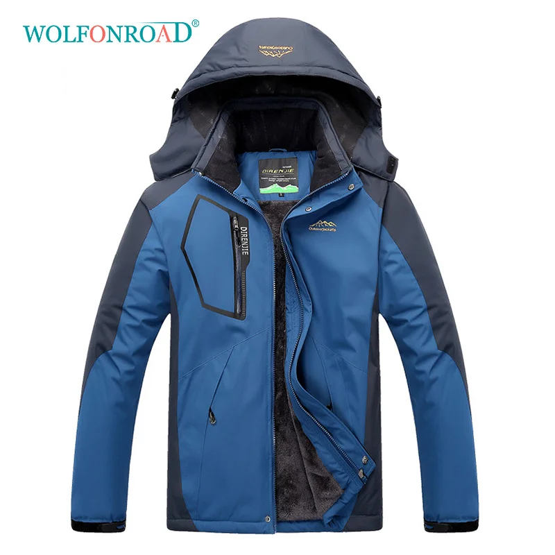 

WOLFONROAD Women Men Plus Size Jacket Outdoor Waterproof Hiking Jacket Winter Fleece Thermal Windbreaker Camping Mountain Coat