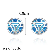 Горячая Железный человек логотип серьги гвоздики для женщин Фильм Мстители синий кристалл полый клетка стильная Очаровательная Сережка массивные украшения