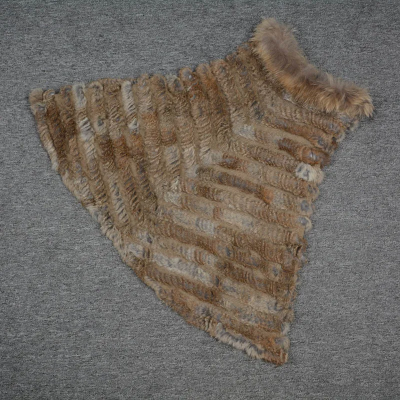 Natural Brown Jancoco Max+ Новинка, пончо с натуральным кроличьим мехом, зимняя модная Стильная накидка, Женская шаль для вечеринки S7112 - Цвет: Natural Brown