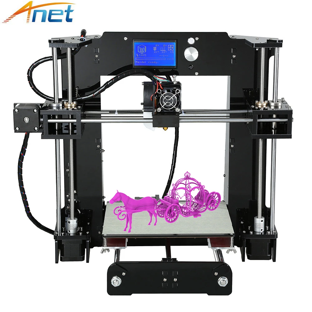 

Upgrade Anet A6 Acrylic Frame Big Size Reprap Prusa i3 3D Printer DIY Kit with Filament + 16G SD Card + Tools