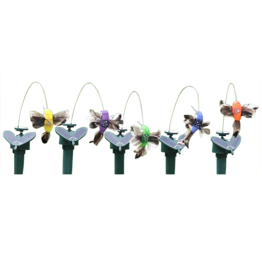 Забавные солнечные игрушки летающие развевающиеся Колибри летающие на солнечных батареях птицы случайный цвет для украшения сада Прямая поставка