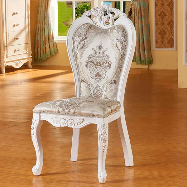 Clical French Style Rural Solid Wooden Carving And High Quality Clical French Style Rural Solid Wooden Carving And High Quality Soft Colth Armless Dining Chair