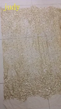 

stock CH103# Champagne gold glitter craft mes beads fashion fabric for the wedding dress stage Free shipping