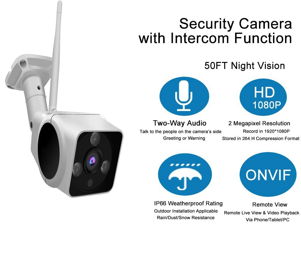 Наружная Водонепроницаемая беспроводная IP камера HD 1080P с Wi Fi и функцией ночной