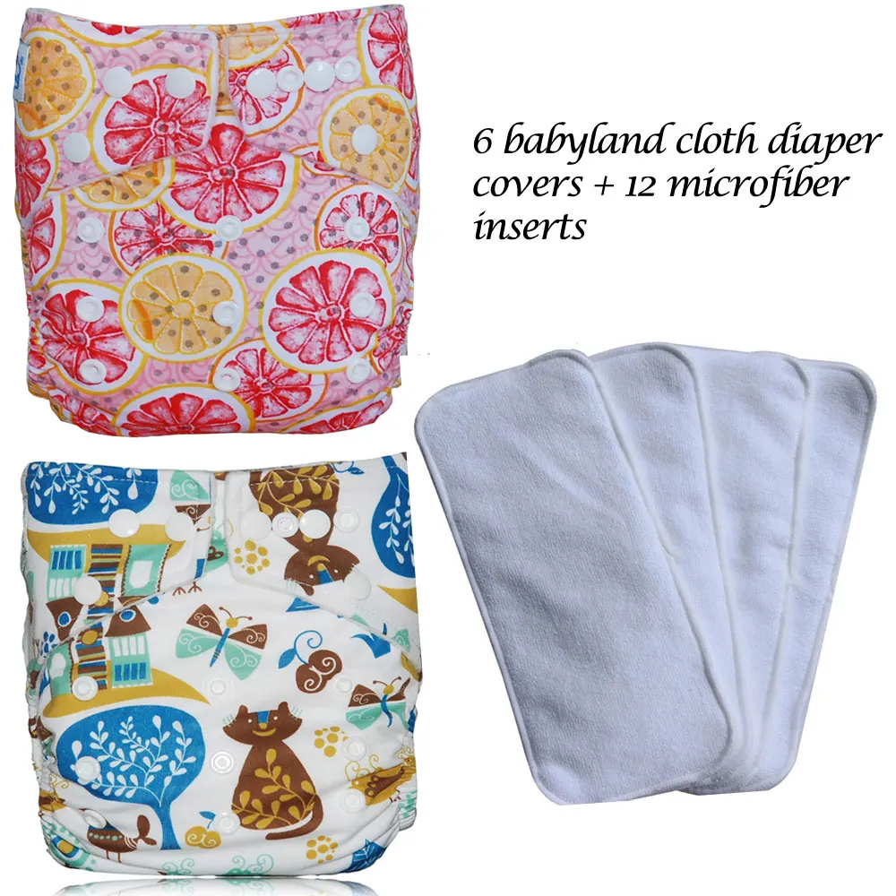 6 Packs Baby Reusable Washable Diapers Real Cloth Pocket Diaper Inserts