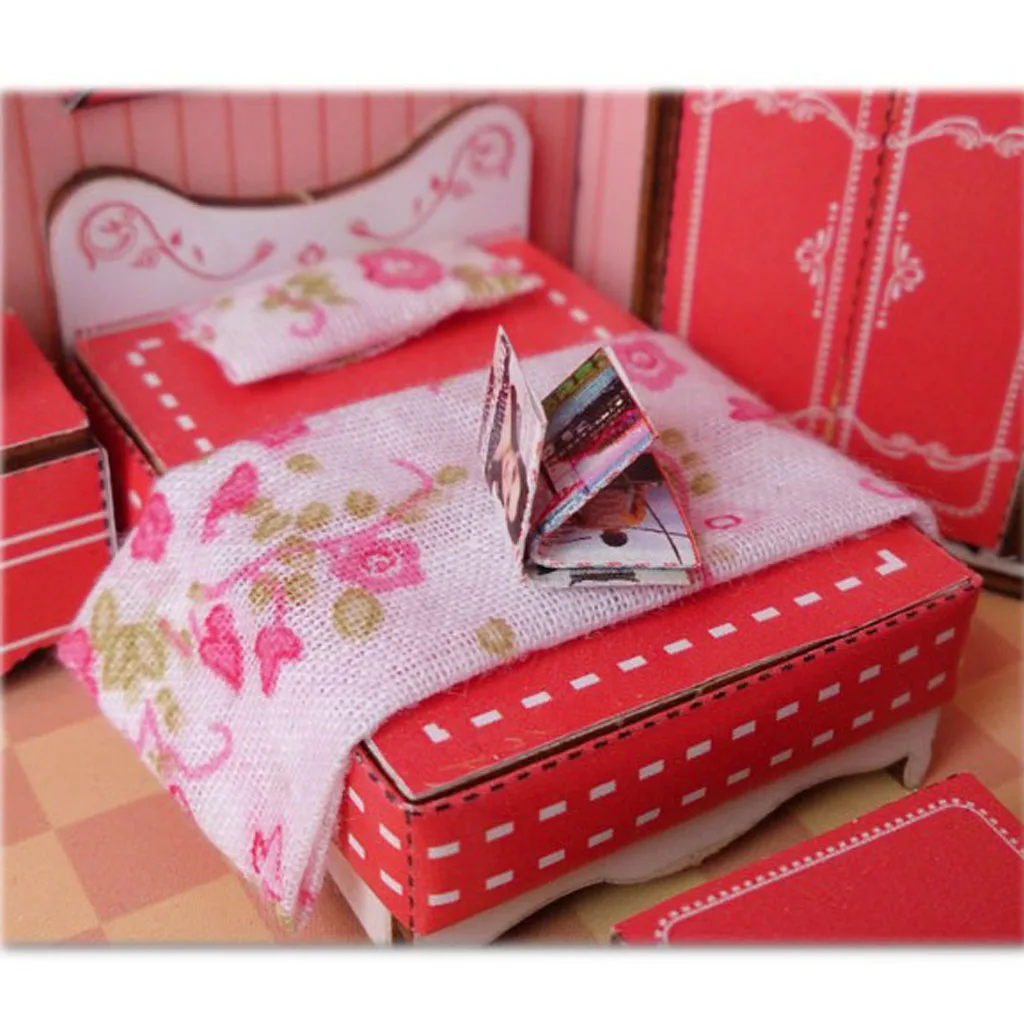 1/24 DIY Dollhouse Miniature Kits Wooden Dolls Houses With Full Furniture - Pink Sweet Princess Bedroom Model House
