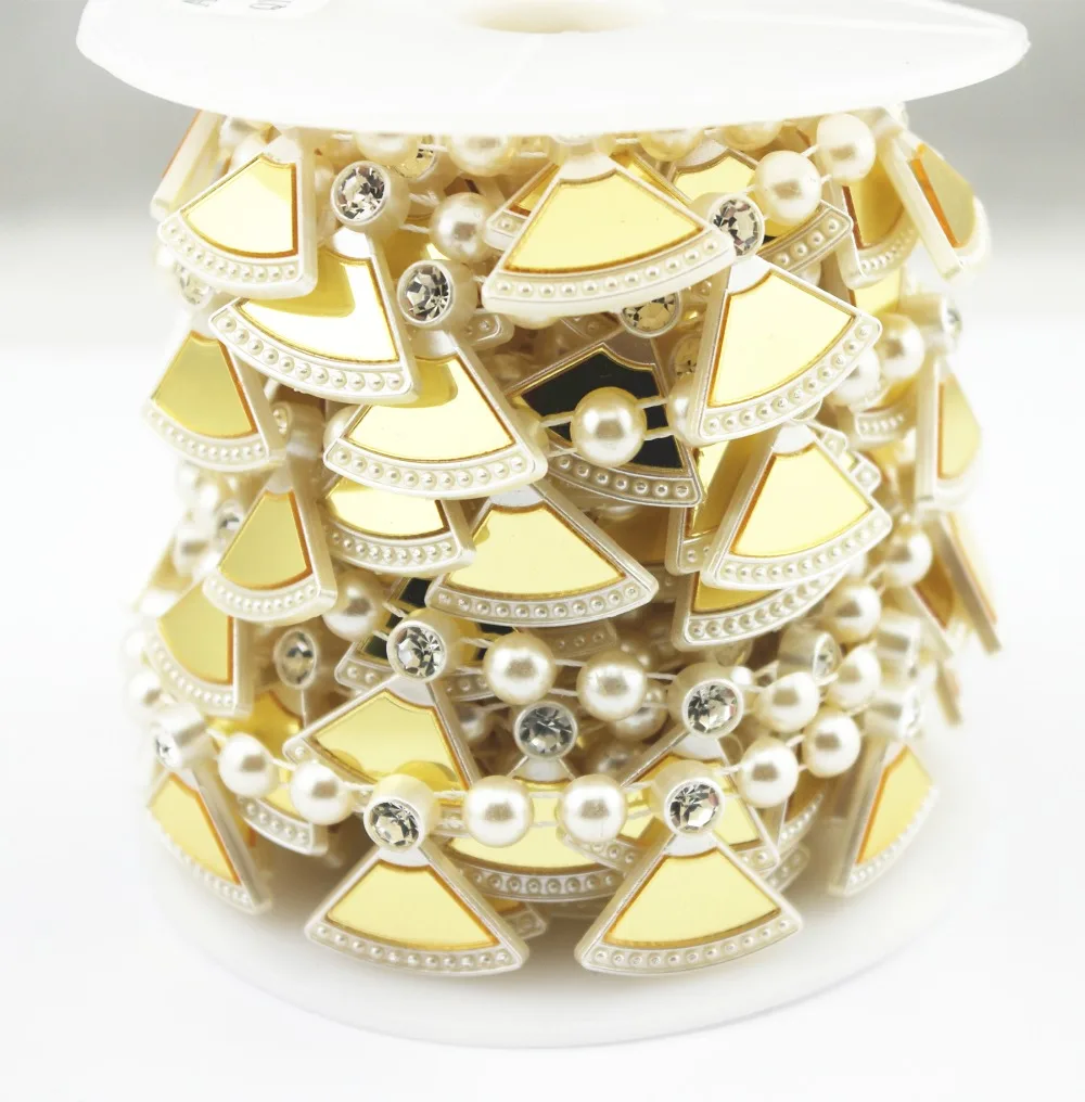 

21mm Ivory Fan Pearl Chain Trim Sewing Costume Applique Cake Decoration LZ206