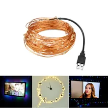 USB СВЕТОДИОДНЫЙ светильник гирлянда 5 м 10 м медный провод Гибкая лампа книжный светильник s Праздничный Рождественский Декор струнное украшение для книжного шкафа