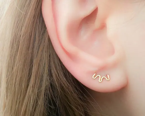2pcs Double Piercing Stud Earring Handmade Two Hole Ear Cuff Tiny 2pcs Double Piercing Stud Earring Handmade Two Hole Ear Cuff Tiny Minimalist Jewelry For Women Birthday In Earrings From Accessories On
