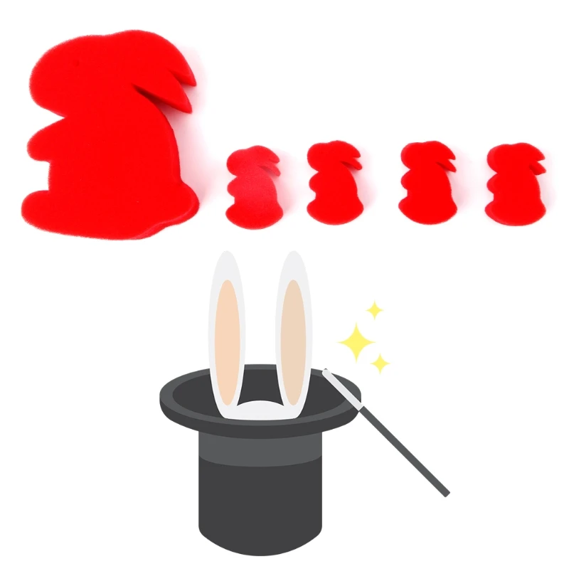 

5pcs Magic Sponge Rabbit Close-Up Magic Toy Kids Magic Tricks Props Magician-m35
