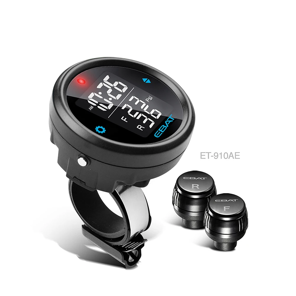 

Steelmate EBAT Motorcycle Tire Pressure Monitor System 2-sensor TPMS Wireless LCD Display Moto Alarm System